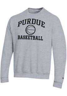 Mens Purdue Boilermakers Grey Champion Basketball Powerblend Crew Sweatshirt