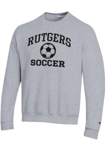 Mens Rutgers Scarlet Knights Grey Champion Soccer Powerblend Crew Sweatshirt