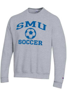 Champion SMU Mustangs Mens Grey Soccer Powerblend Long Sleeve Crew Sweatshirt