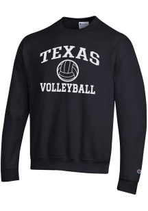 Champion Texas Longhorns Mens Black Volleyball Powerblend Long Sleeve Crew Sweatshirt