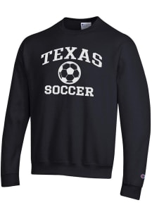 Champion Texas Longhorns Mens Black Soccer Powerblend Long Sleeve Crew Sweatshirt