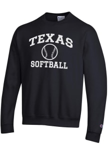 Champion Texas Longhorns Mens Black Softball Powerblend Long Sleeve Crew Sweatshirt