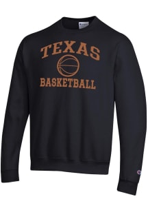 Champion Texas Longhorns Mens Black Basketball Powerblend Long Sleeve Crew Sweatshirt