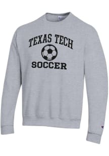 Champion Texas Tech Red Raiders Mens Grey Soccer Powerblend Long Sleeve Crew Sweatshirt