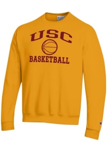 Mens USC Trojans Gold Champion Basketball Powerblend Crew Sweatshirt