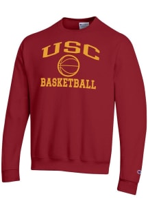 Mens USC Trojans Cardinal Champion Basketball Powerblend Crew Sweatshirt