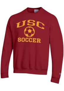 Mens USC Trojans Cardinal Champion Soccer Powerblend Crew Sweatshirt