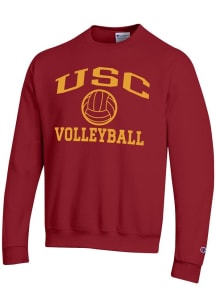 Mens USC Trojans Cardinal Champion Volleyball Powerblend Crew Sweatshirt