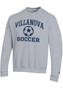 Champion Villanova Wildcats Mens Grey Soccer Powerblend Long Sleeve Crew Sweatshirt