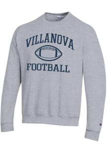 Champion Villanova Wildcats Mens Grey Football Powerblend Long Sleeve Crew Sweatshirt