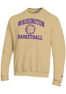 Mens Washington Huskies Gold Champion Basketball Powerblend Crew Sweatshirt