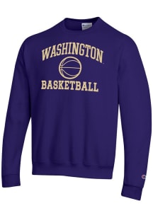 Mens Washington Huskies Purple Champion Basketball Powerblend Crew Sweatshirt