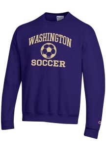 Mens Washington Huskies Purple Champion Soccer Powerblend Crew Sweatshirt