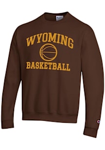 Champion Wyoming Cowboys Mens Brown Basketball Powerblend Long Sleeve Crew Sweatshirt