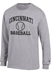 Mens Cincinnati Bearcats Grey Champion Baseball Jersey Tee