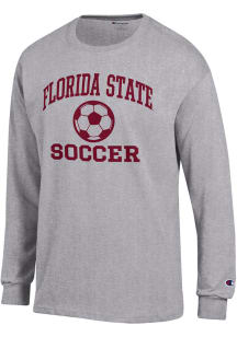 Champion Florida State Seminoles Grey Soccer Jersey Long Sleeve T Shirt