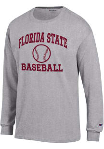 Champion Florida State Seminoles Grey Baseball Jersey Long Sleeve T Shirt