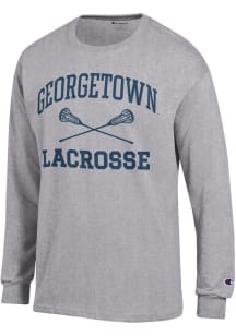 Champion Georgetown Hoyas Grey Lacrosse Jersey Long Sleeve T Shirt