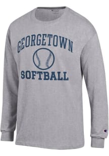 Champion Georgetown Hoyas Grey Softball Jersey Long Sleeve T Shirt