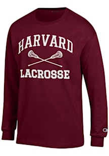 Champion Harvard Crimson Maroon Lacrosse Jersey Long Sleeve T Shirt