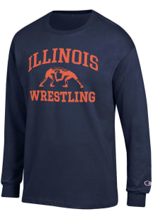 Mens Illinois Fighting Illini Navy Blue Champion Wrestling Jersey Tee