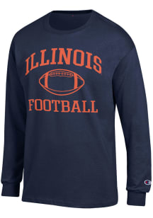 Mens Illinois Fighting Illini Navy Blue Champion Football Jersey Tee