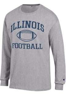 Mens Illinois Fighting Illini Grey Champion Football Jersey Tee