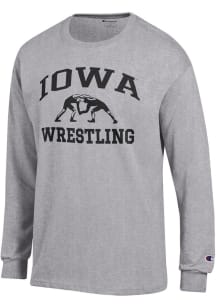 Mens Iowa Hawkeyes Grey Champion Wrestling Jersey Tee