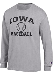 Mens Iowa Hawkeyes Grey Champion Baseball Jersey Tee