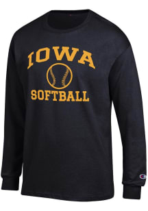 Mens Iowa Hawkeyes Black Champion Softball Jersey Tee