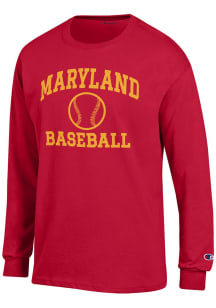 Mens Maryland Terrapins Red Champion Baseball Jersey Tee