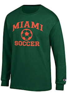 Champion Miami Hurricanes Green Soccer Jersey Long Sleeve T Shirt
