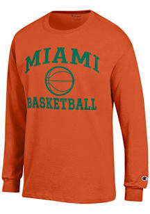 Champion Miami Hurricanes Orange Basketball Jersey Long Sleeve T Shirt