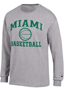 Champion Miami Hurricanes Grey Basketball Jersey Long Sleeve T Shirt