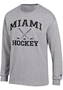 Champion Miami RedHawks Grey Hockey Jersey Long Sleeve T Shirt