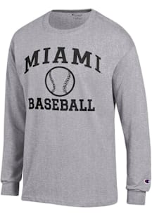 Champion Miami RedHawks Grey Baseball Jersey Long Sleeve T Shirt