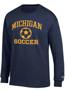 Champion Michigan Wolverines Navy Blue Soccer Jersey Long Sleeve T Shirt