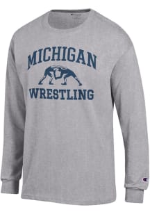 Champion Michigan Wolverines Grey Wrestling Jersey Long Sleeve T Shirt