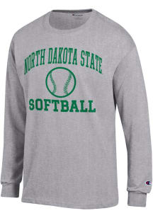 Champion North Dakota State Bison Grey Softball Jersey Long Sleeve T Shirt