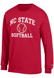 Champion NC State Wolfpack Red Softball Jersey Long Sleeve T Shirt