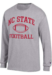 Champion NC State Wolfpack Grey Football Jersey Long Sleeve T Shirt