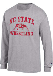 Champion NC State Wolfpack Grey Wrestling Jersey Long Sleeve T Shirt