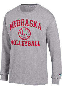 Champion Nebraska Cornhuskers Grey Volleyball Jersey Long Sleeve T Shirt