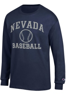 Champion Nevada Wolf Pack Navy Blue Baseball Jersey Long Sleeve T Shirt
