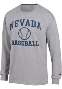 Champion Nevada Wolf Pack Grey Baseball Jersey Long Sleeve T Shirt