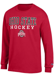 Mens Ohio State Buckeyes Red Champion Hockey Jersey Design Tee