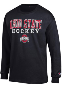 Mens Ohio State Buckeyes Black Champion Hockey Jersey Design Tee