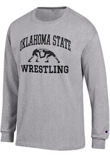 Champion Oklahoma State Cowboys Grey Wrestling Jersey Long Sleeve T Shirt