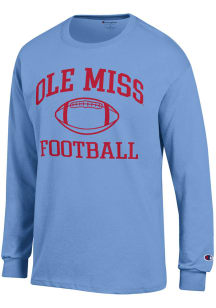 Champion Ole Miss Rebels Light Blue Football Jersey Long Sleeve T Shirt