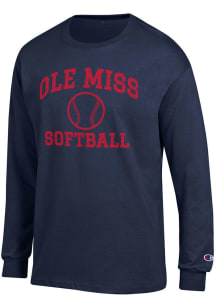 Champion Ole Miss Rebels Navy Blue Softball Jersey Long Sleeve T Shirt